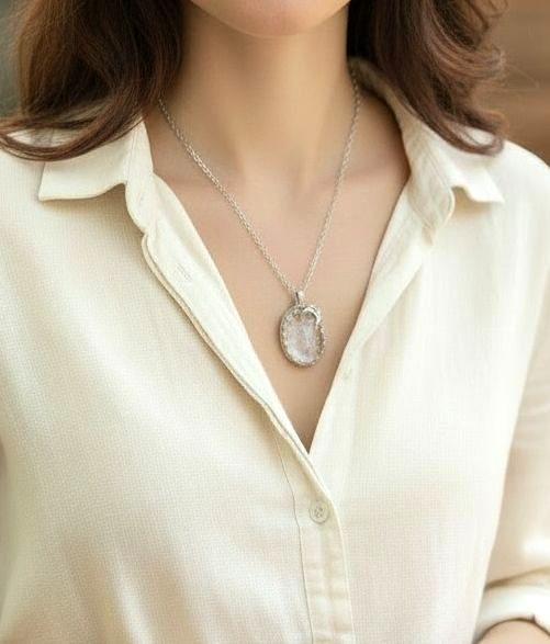 Collier "Loupe féérique" en argent et cristal de roche – Image 5